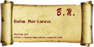 Behm Marianna névjegykártya